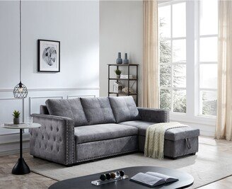 L-shaped Sectional Sofa with Pulled Out Bed with Reversible Chaise