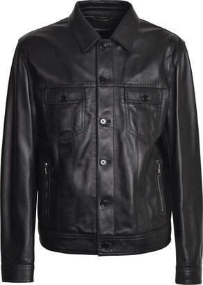 Cargo Buttoned Leather Jacket