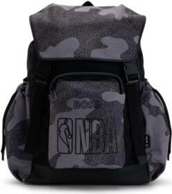 Camouflage-print backpack with collaborative branding