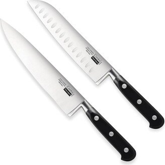 High Carbon Stainless Steel Knife Set 2-Piece, 8 Chef's Knife and 7 Santoku Knife Classic Sharp Kitchen Knives Set, Ergonomic Handle