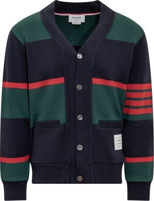 4-Bar Striped Knitted Cardigan