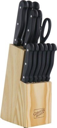 Home Westover 13 Piece Stainless Steel Cutlery Set in Black with Wood Storage Block