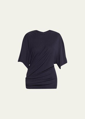 Draped Waist Short-Sleeve T-Shirt