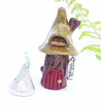 Pottery Gnome Stump House, Miniature Fairy Container Garden Village, Mini Ceramic Decoration, Woodland Housewarming Gardener Gift