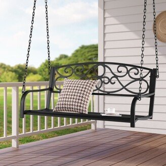 Outdoor 2-Person Metal Porch Swing Chair with Chains - 53 x 25 x 21