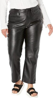 The Plus Perfect Vintage Straight Jean: Pleather Edition (True Black) Women's Clothing