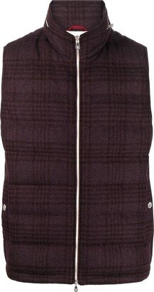 Plaid Check-Pattern Padded Gilet