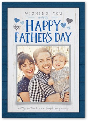 Father's Day Cards: Rustic Hearts Father's Day Card, Blue, 5X7, Matte, Signature Smooth Cardstock, Square