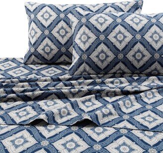 Flannel 200-Gsm Damask Printed Extra Deep Pocket King Sheet Set