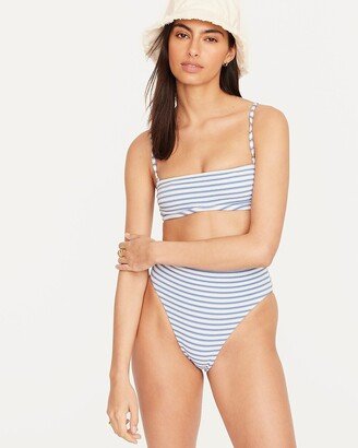 Textured clean bandeau bikini top in stripe