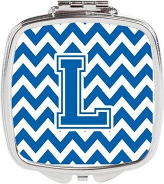 CJ1056-LSCM Letter L Chevron Blue & White Compact Mirror