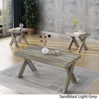 Esmeralda Indoor Farmhouse 3-piece Acacia Wood Table Set