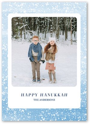 Hanukkah Cards: Snowy Sides Hanukkah Card, White, 5X7, Hanukkah, Luxe Double-Thick Cardstock, Square