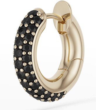 Men's 3-Row Pave Noir Macro Hoop Earring in 18K Yellow Gold and Black Diamonds, Single