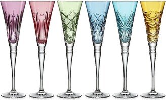 Winter Wonders 6-Piece Colored Champagne Flute Set