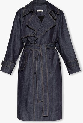 The Mannei ‘Aspos’ Denim Trench Coat Navy - Blue