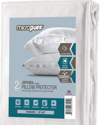 Micropuff Zippered 2 Pack Microfiber Pillow Protector