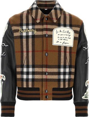 Checked Button-Up Bomber Jacket