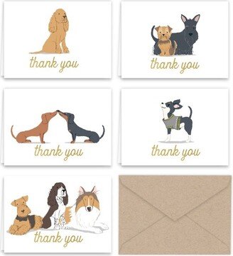 Paper Frenzy Dogs Puppies Thank You Note Card Collection 25 pack with Kraft Envelopes