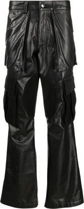 Logo-Patch Leather Cargo Trousers