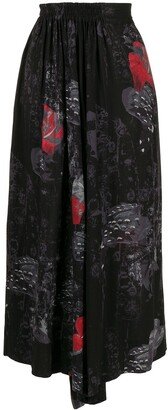 Graphic-Print Flared Trousers-AA