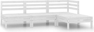 4 Piece Patio Lounge Set Solid Pinewood White - 25 x 25 x 24.6-AB