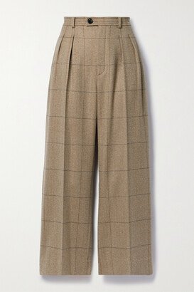 Yurik Checked Herringbone Cashmere Straight-leg Pants - Brown