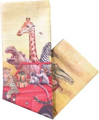 Safari Christmas Tea Towel, Manufactured in South Africa, Tray Cloth, Placemats, African Curio, Cloth