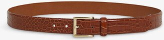 Mens Tan Albany Silver-toned Leather Belt