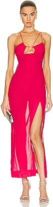 Asymmetric Cut Out Gown in Fuchsia