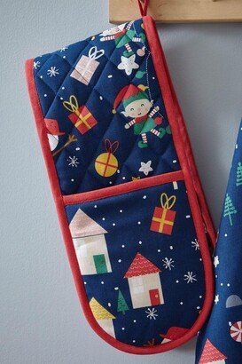 'Santa's Christmas Wonderland' Kitchen Double Oven Glove