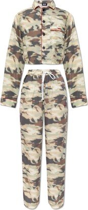 Camouflage-Print Long-Sleeved Pajama Set-AA