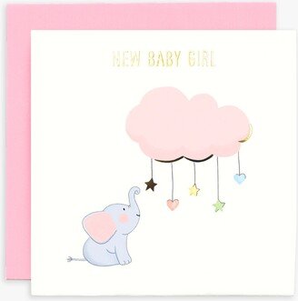 Susan O'Hanlon Elephant and Cloud New Baby Girl Card