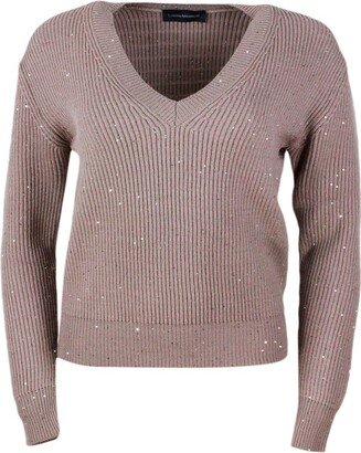 V-Neck Knitted Jumper-AP