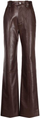 Faux-Leather High-Waisted Trousers