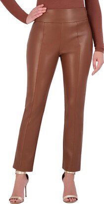 Women's Side Zip Faux Skinny Leg Leather Pant-AA