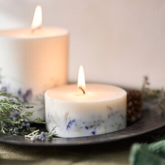 Pressed Pillar Candle, Juniper + Limonium