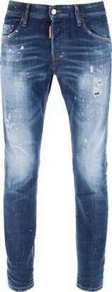 Medium Red Spots Wash Skater Jeans