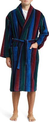 Statement Stripes Shawl Collar Terry Cloth Robe