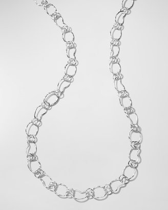 Long Hammered Prosper Chain Necklace in Sterling Silver