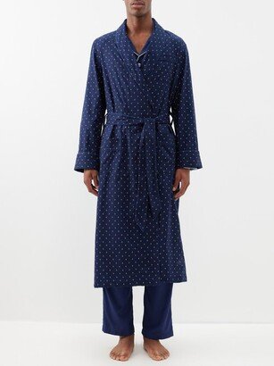 Nelson Geometric-print Cotton Belted Robe