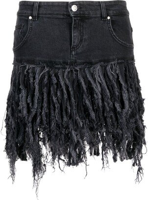 Fringed Denim Miniskirt