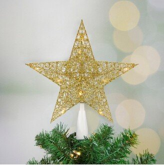 Northlight 10 LED Lighted Gold Glittered Star Christmas Tree Topper, Warm White Lights