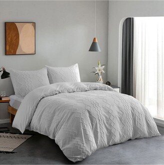 Peace Nest Clipped Jacquard Diamond Geometric Duvet Cover Set-AB