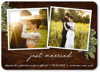 Wedding Announcements: Rustic Snapshot Wedding Announcement, Brown, 5X7, Standard Smooth Cardstock, Rounded