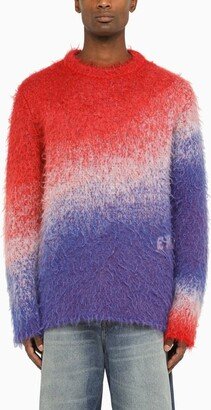 Blue/red shaded crew-neck jumper