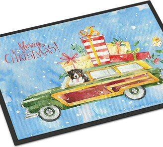 24 in x 36 in Merry Christmas Bernese Mountain Dog Door Mat Indoor/Outdoor