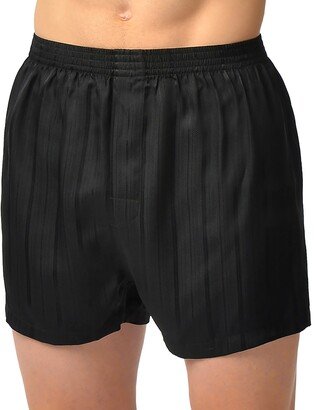 Men's Herringbone Stripe Silk Boxer Shorts