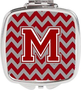 CJ1049-MSCM Letter M Chevron Maroon & White Compact Mirror, 3 x 0.3 x 2.75 in.