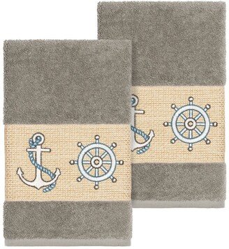 Easton Embellished Hand Towel - Set of 2 - Dark Grey